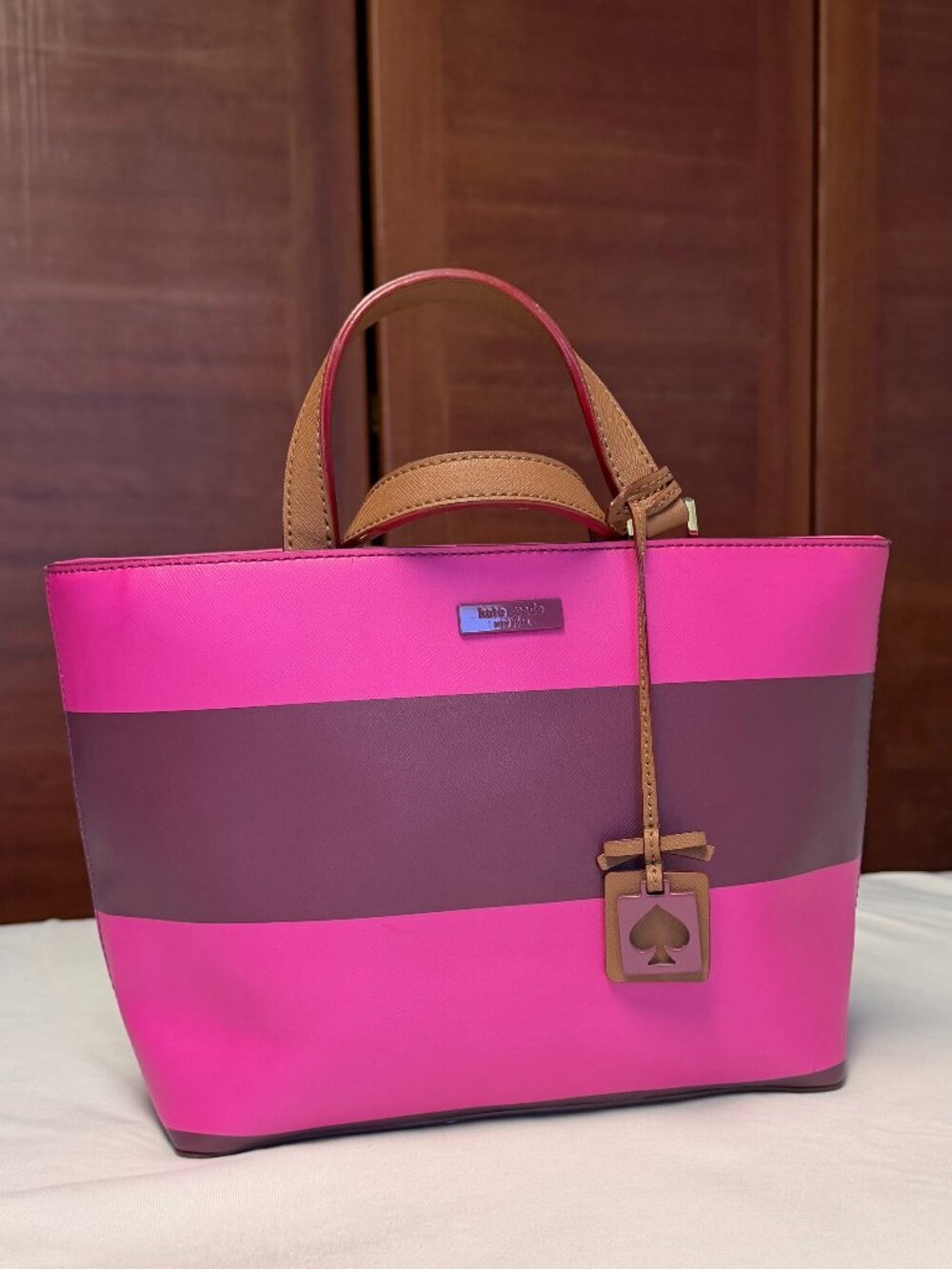 Kate Spade Two Tone Fuschia Plum Satchel Purse